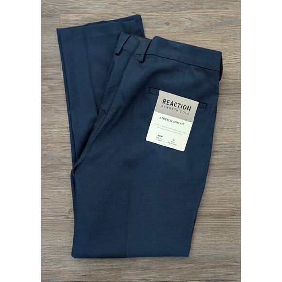 Kenneth Cole REACTION Stretch Slim Fit Flex Waistband Chambray Pants 36X29 ~ NEW - Picture 1 of 6